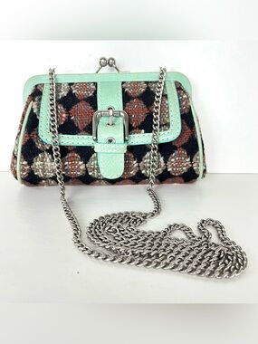 ISABELLA FIORE Mini Multicolor Fabric Leather Shoulder Bag Crossbody Vintage